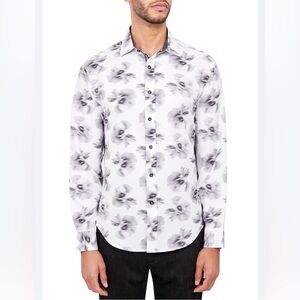 Society of Threads Mens Regular Fit Button Down Shirt Floral White Medium   #5